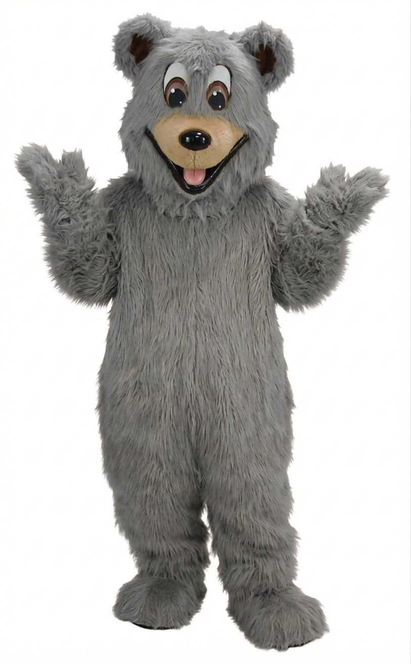 Happy Bear Mascot - Long fur / Grey mascot costume