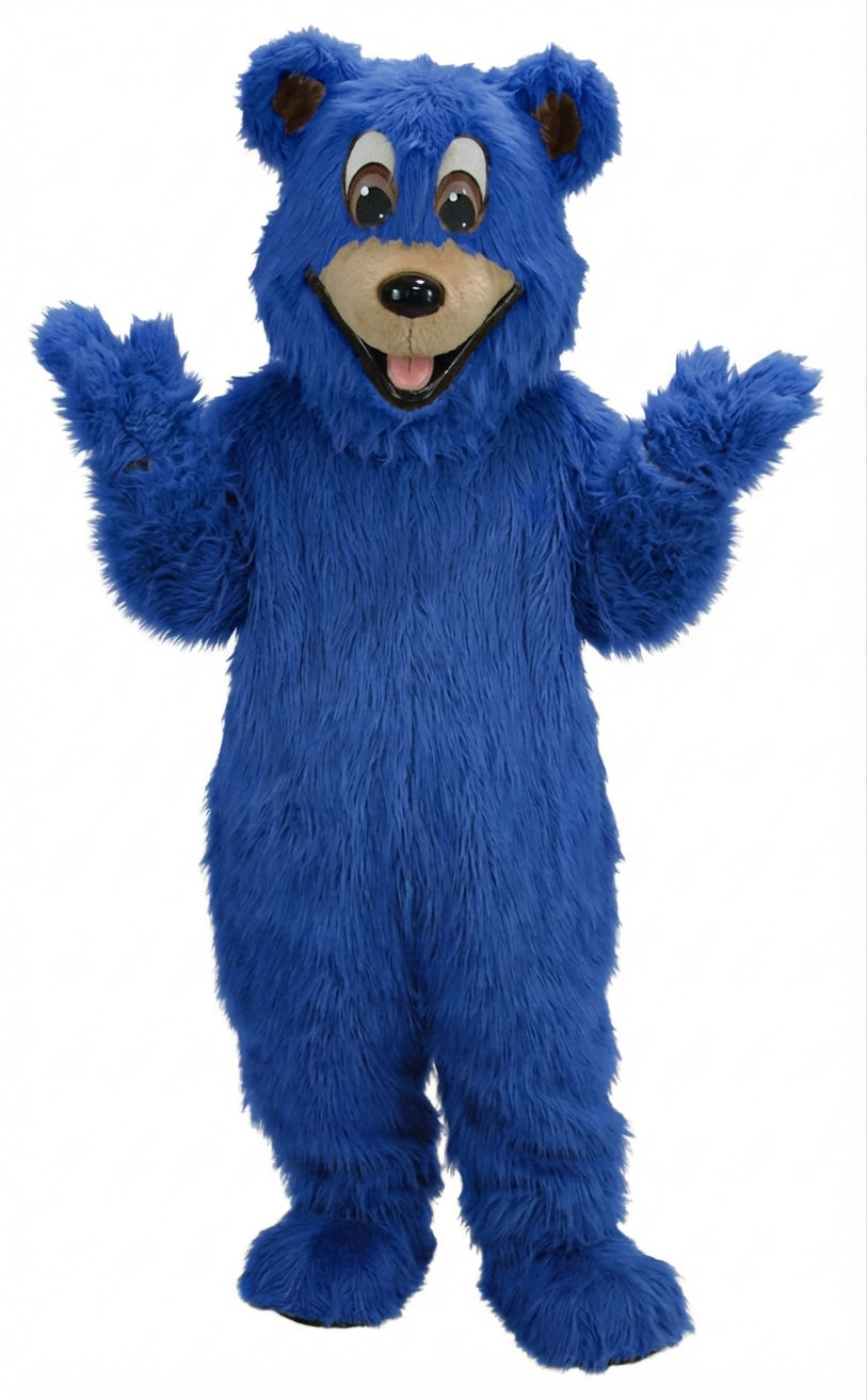 Happy Bear Mascot - Long fur / Royal Blue mascot costume