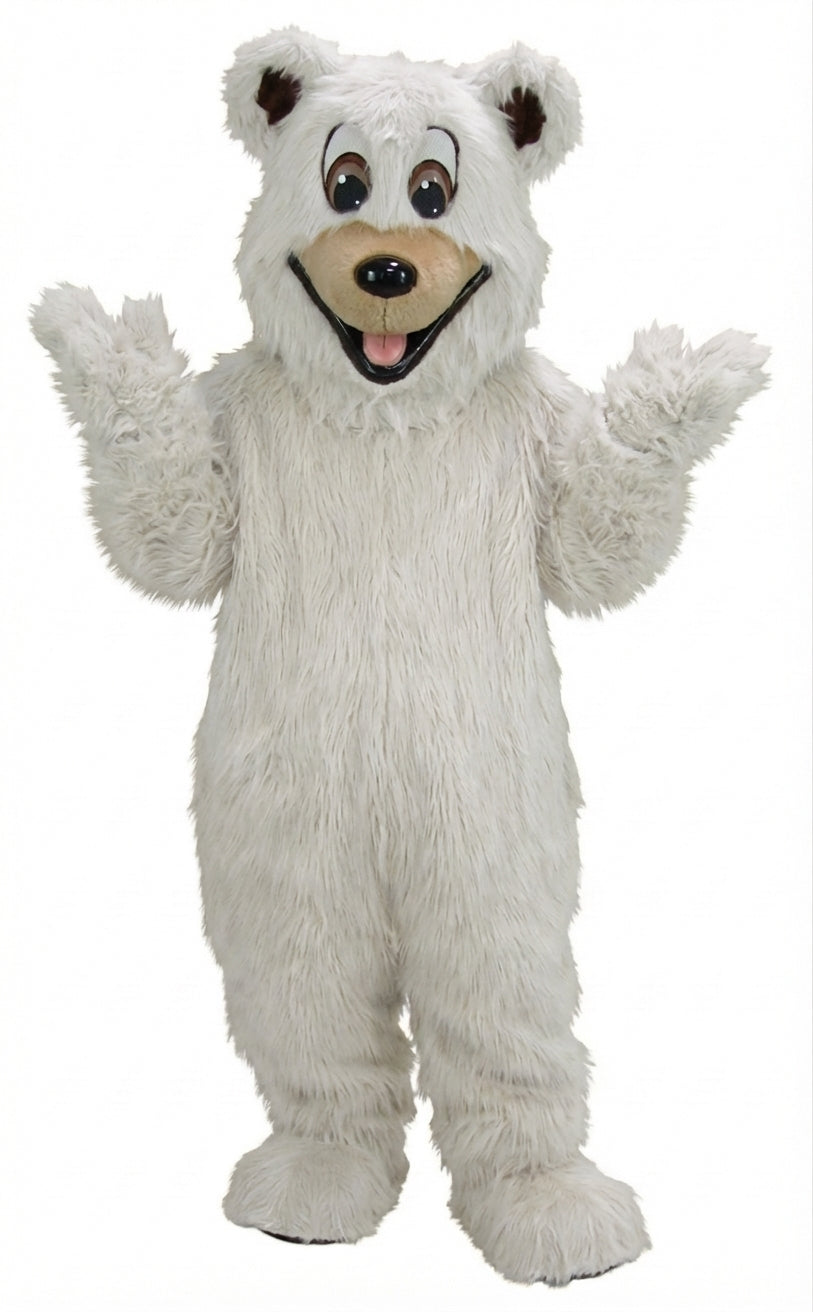 Happy Bear Mascot - Long fur / White mascot costume