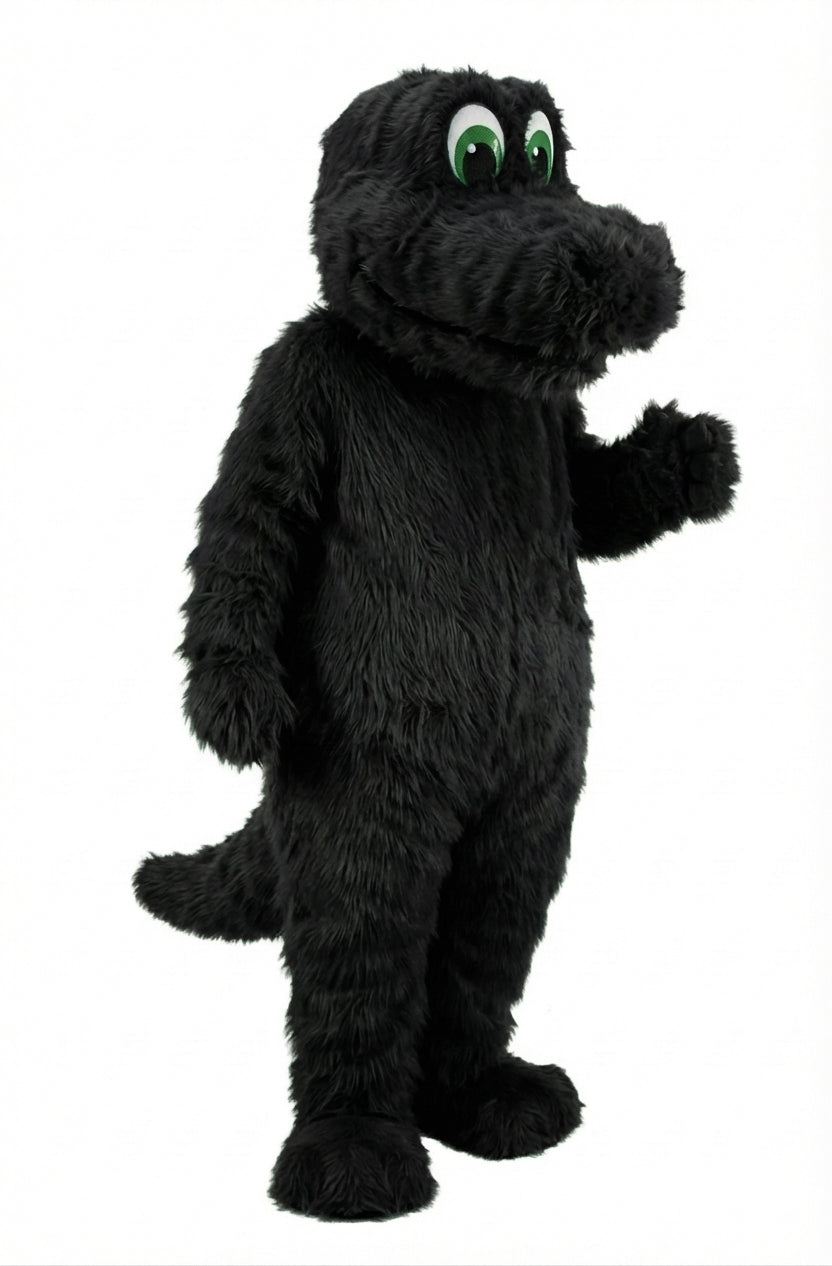 Happy Dino Mascot Dinosaur (Thermolite) - Long fur / Black mascot costume