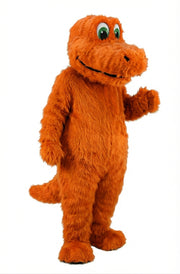 Happy Dino Mascot Dinosaur (Thermolite) - Long fur / Bright Orange mascot costume