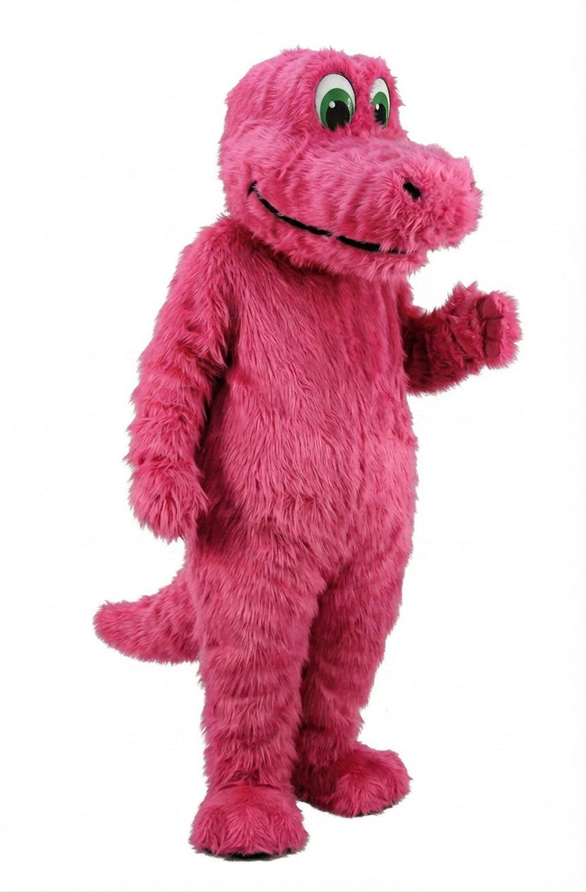 Happy Dino Mascot Dinosaur (Thermolite) - Long fur / Bright Pink mascot costume