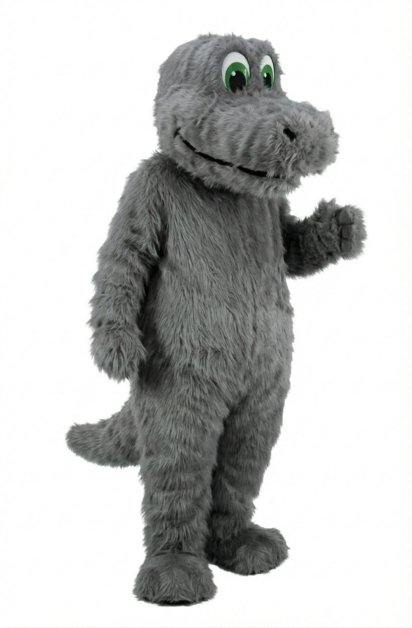 Happy Dino Mascot Dinosaur (Thermolite) - Long fur / Grey mascot costume