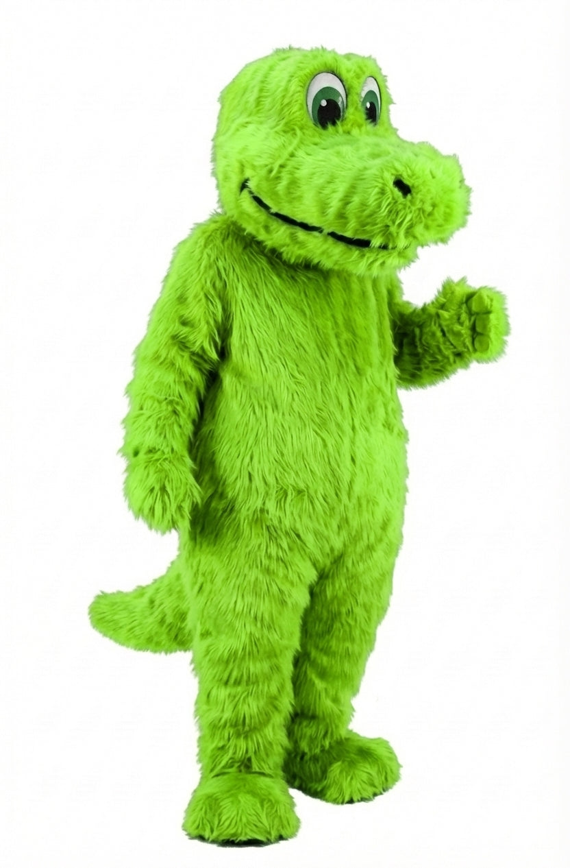 Happy Dino Mascot Dinosaur (Thermolite) - Long fur / Lime mascot costume
