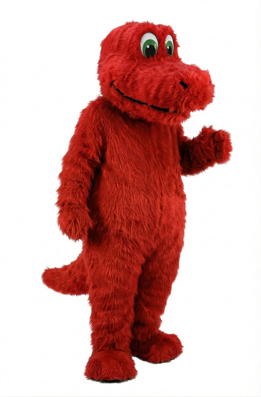 Happy Dino Mascot Dinosaur (Thermolite) - Long fur / Red mascot costume