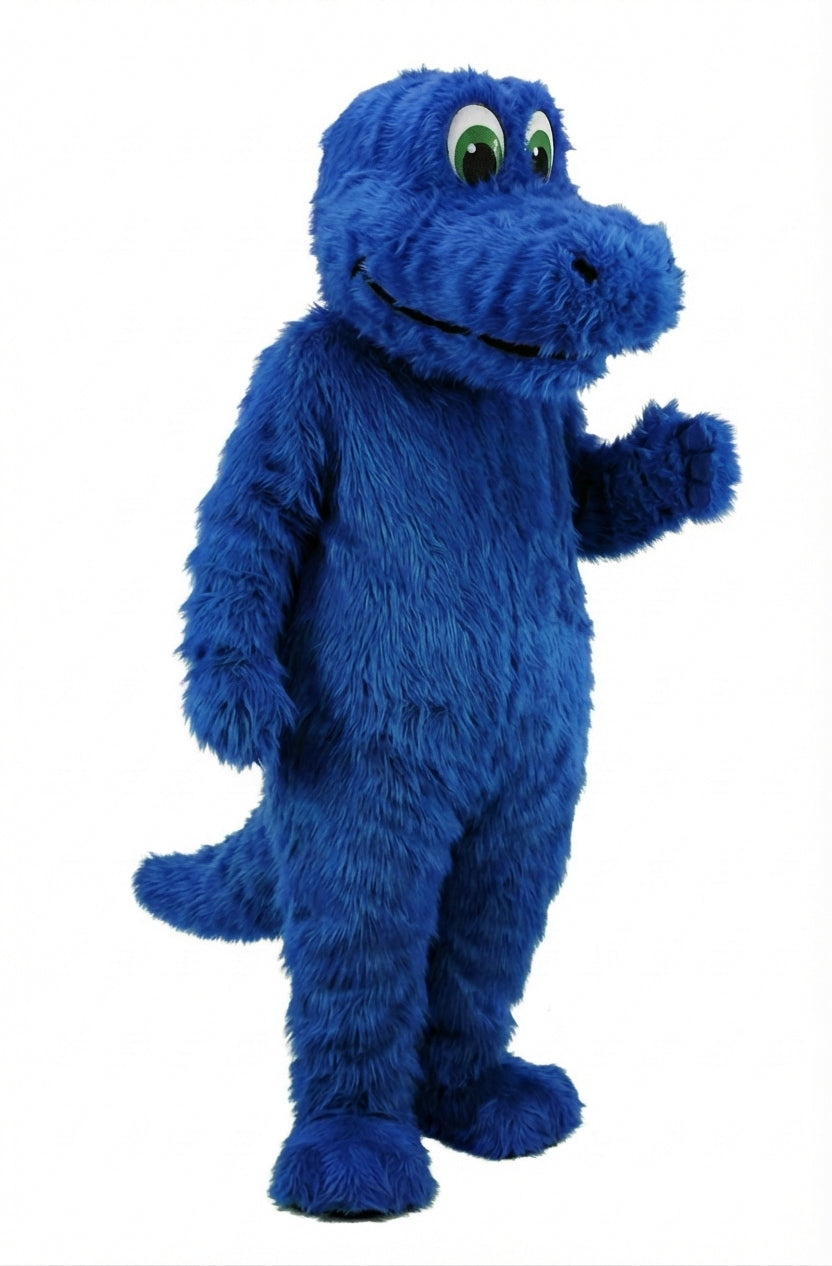 Happy Dino Mascot Dinosaur (Thermolite) - Long fur / Royal Blue mascot costume