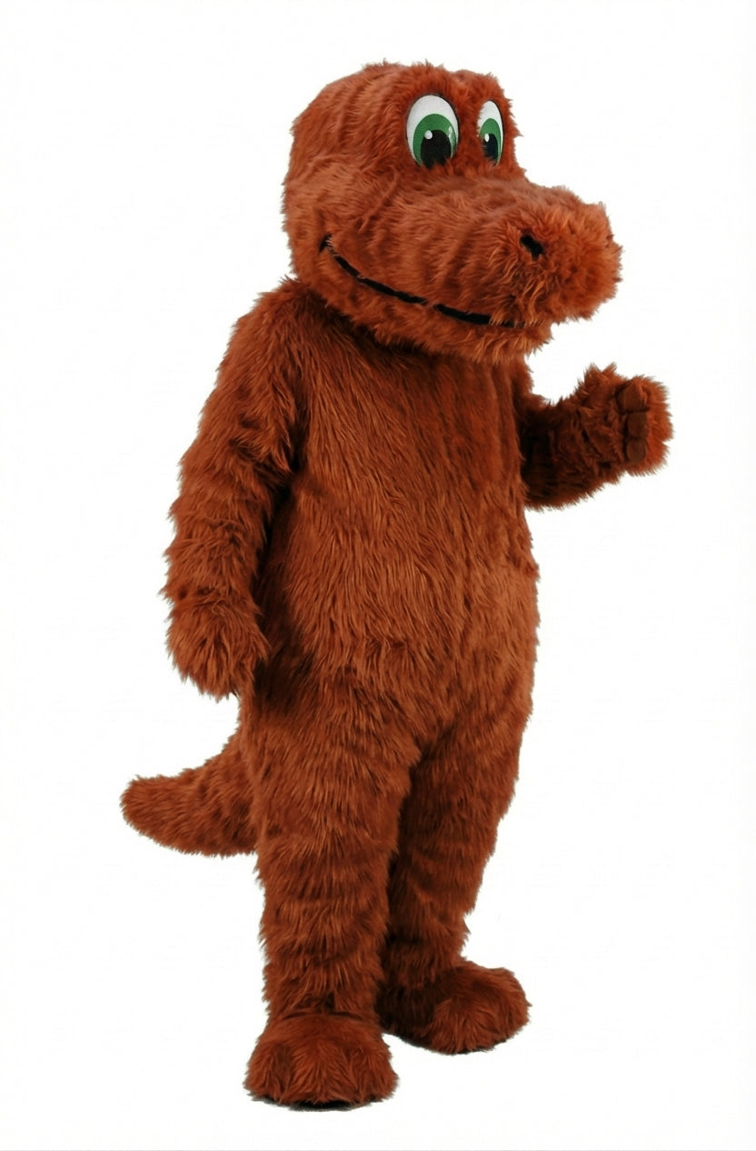 Happy Dino Mascot Dinosaur (Thermolite) - Long fur / Rust mascot costume
