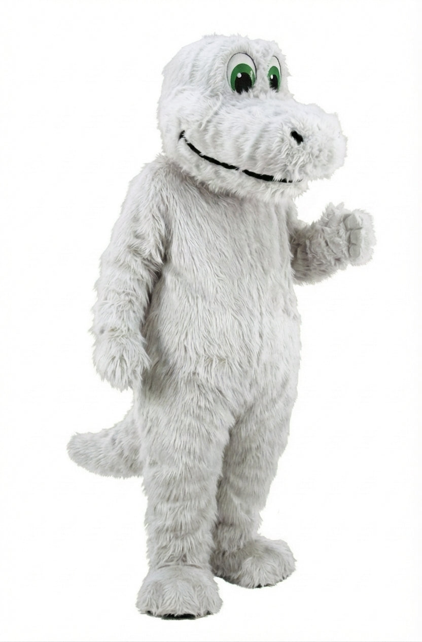 Happy Dino Mascot Dinosaur (Thermolite) - Long fur / White mascot costume
