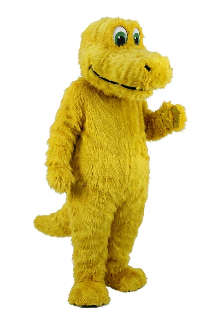 Happy Dino Mascot Dinosaur (Thermolite) - Long fur / Yellow mascot costume