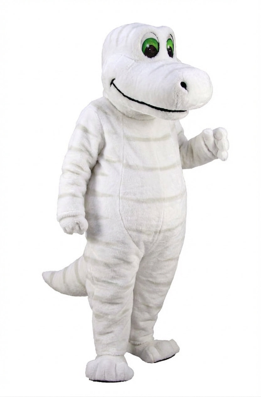Happy Dino Mascot Dinosaur (Thermolite) - Short fur / Albino Tiger mascot costume