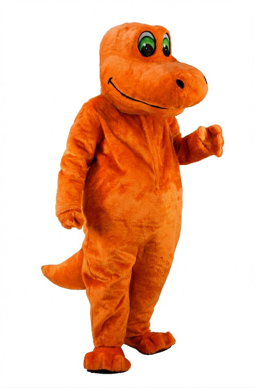 Happy Dino Mascot Dinosaur (Thermolite) - Short fur / Bright Orange mascot costume