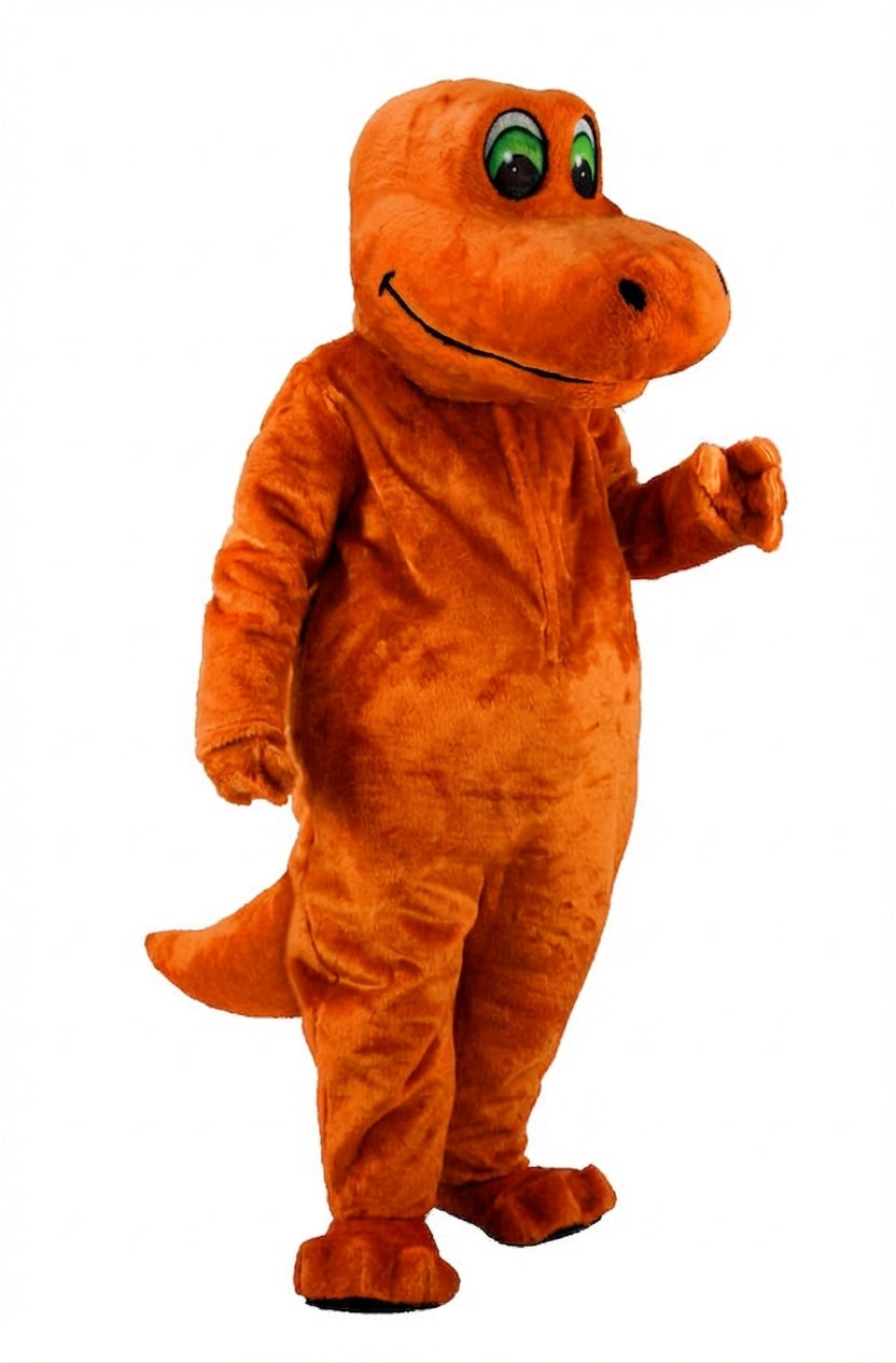 Happy Dino Mascot Dinosaur (Thermolite) - Short fur / Tiger Orange mascot costume