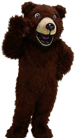 Happy Grizzly Mascot - Long fur / Dark Brown mascot costume