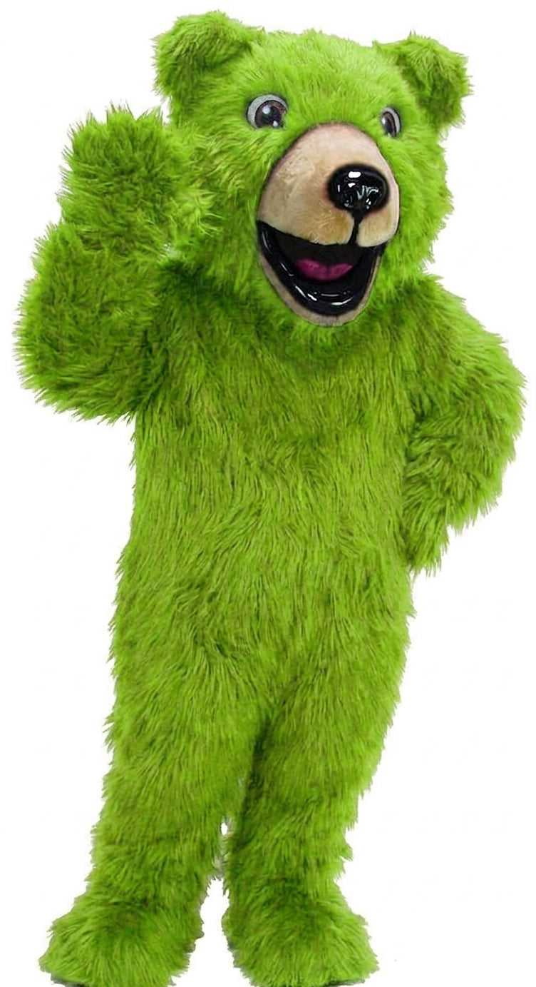 Happy Grizzly Mascot - Long fur / Lime mascot costume