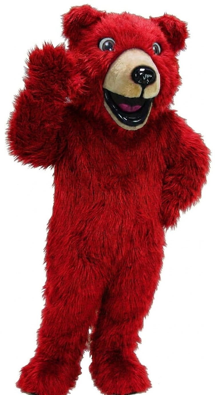 Happy Grizzly Mascot - Long fur / Red mascot costume