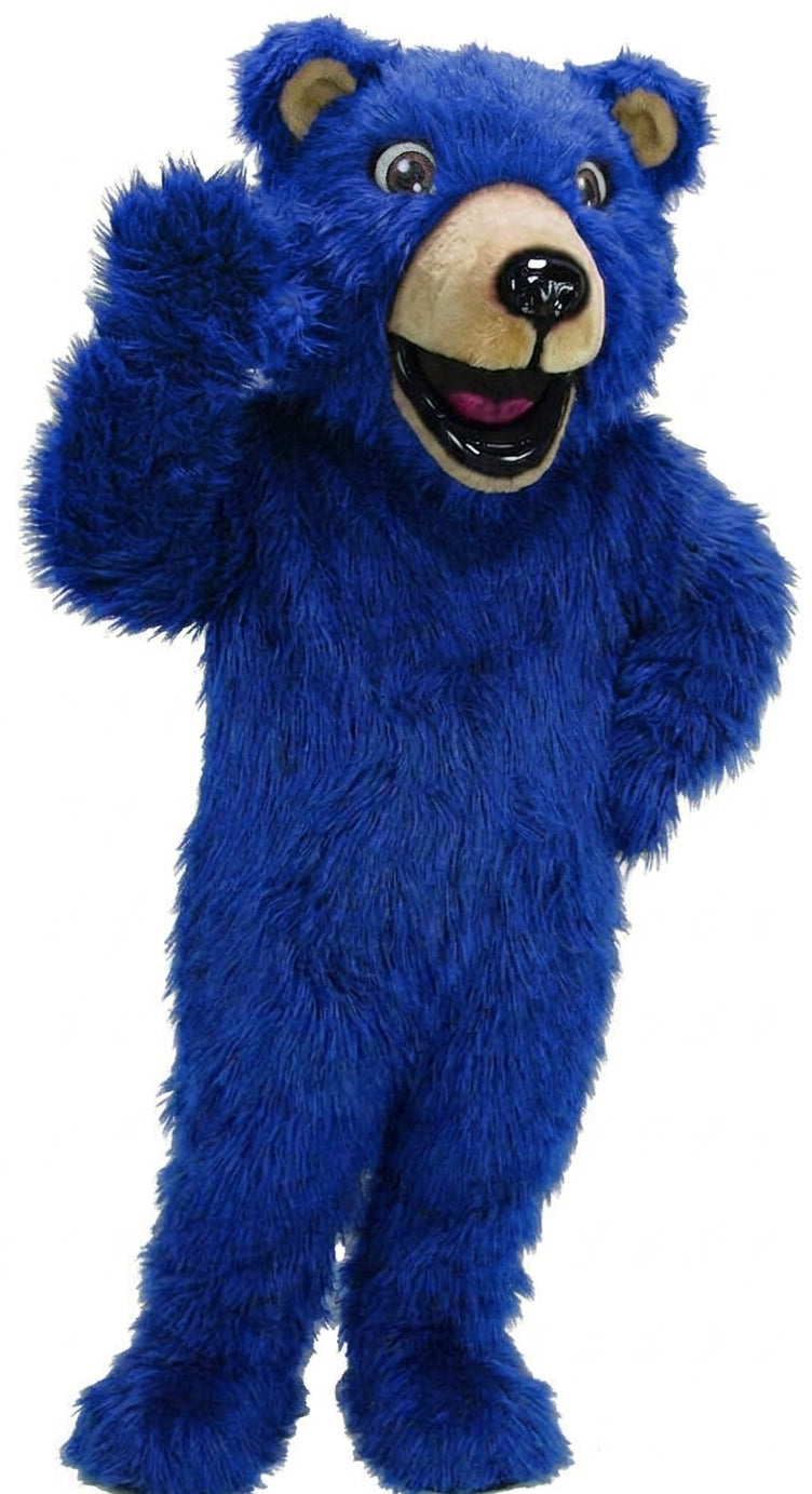 Happy Grizzly Mascot - Long fur / Royal Blue mascot costume