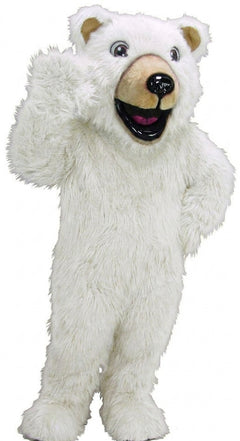 Happy Grizzly Mascot - Long fur / White mascot costume