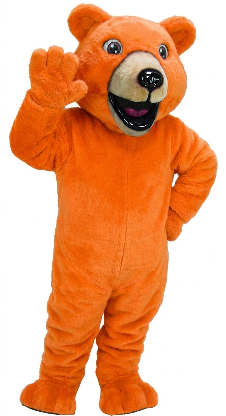 Happy Grizzly Mascot - Short fur / Bright Orange mascot costume