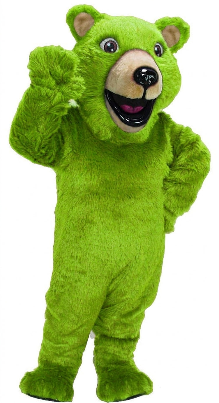 Happy Grizzly Mascot - Short fur / Lime mascot costume