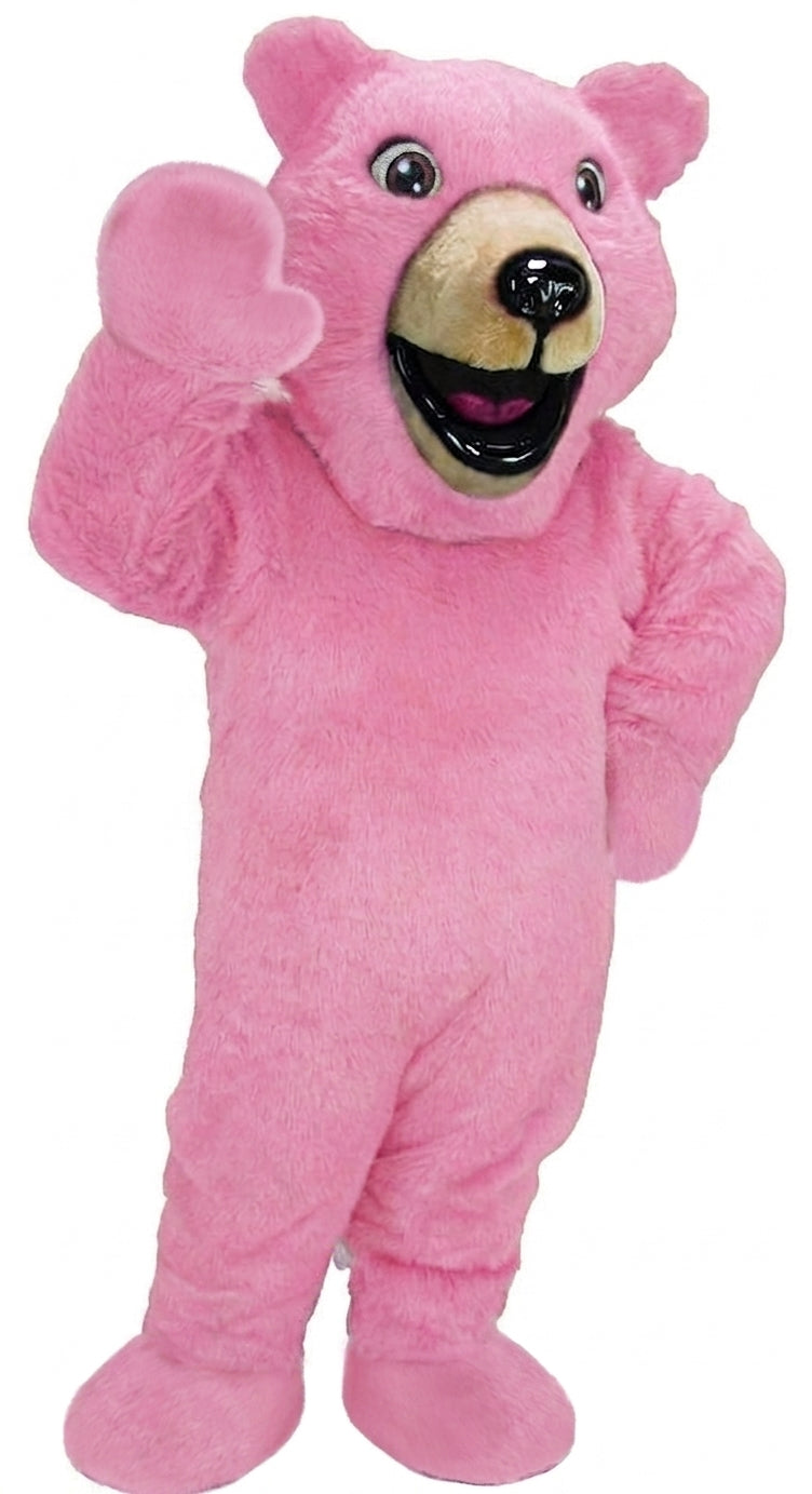 Happy Grizzly Mascot - Short fur / Pink mascot costume