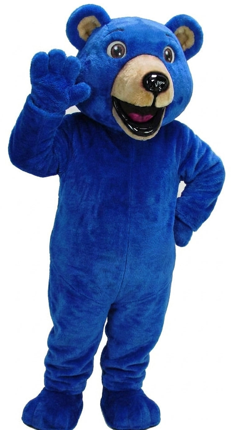 Happy Grizzly Mascot - Short fur / Royal blue mascot costume
