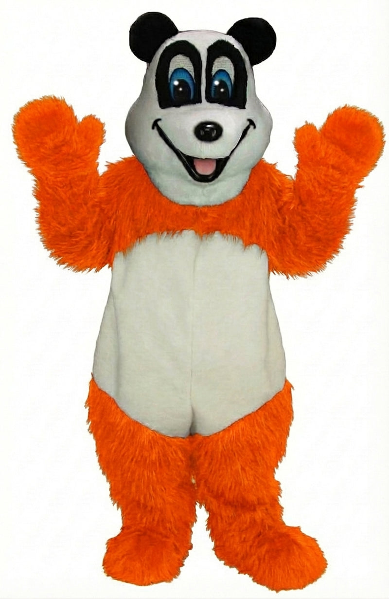 Happy Panda Mascot - Long fur / Bright Orange mascot costume