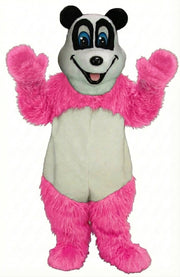 Happy Panda Mascot - Long fur / Bright Pink mascot costume