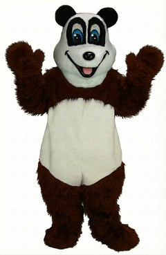 Happy Panda Mascot - Long fur / Dark Brown mascot costume