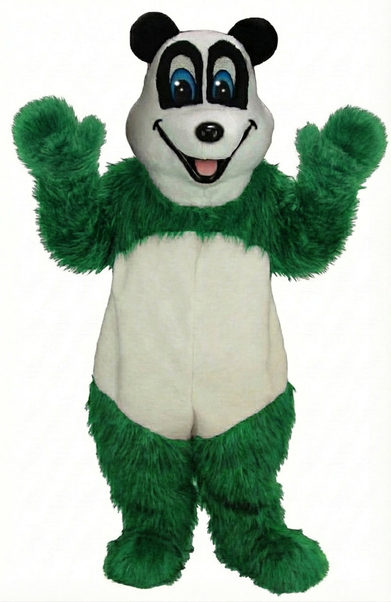 Happy Panda Mascot - Long fur / Green mascot costume
