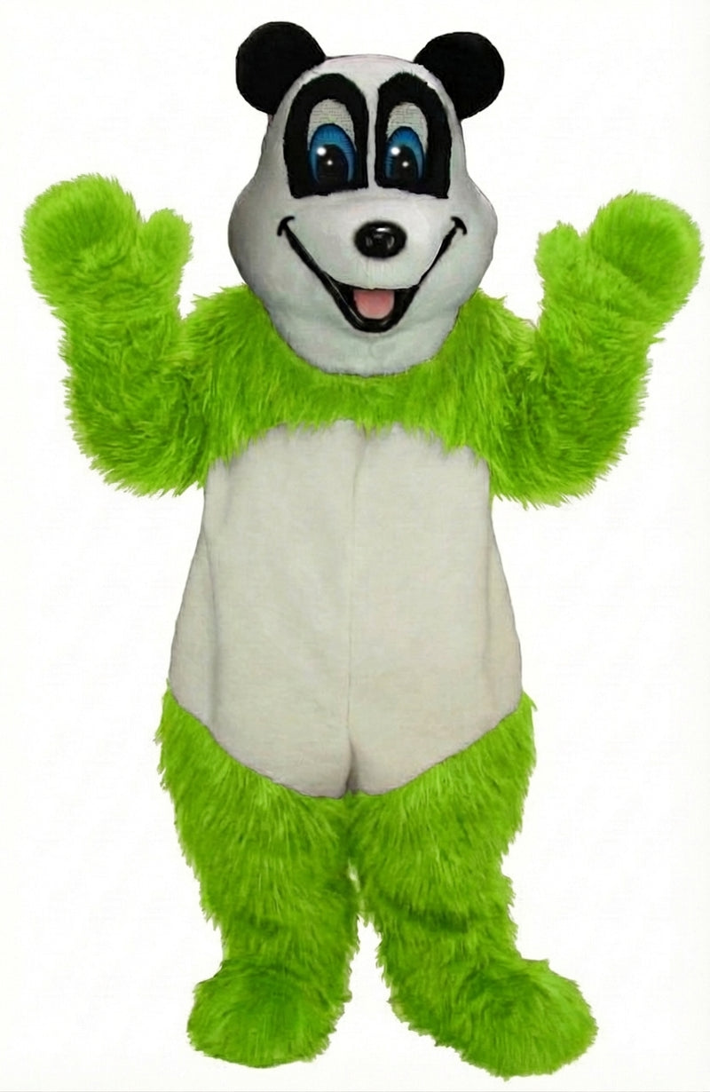 Happy Panda Mascot - Long fur / Lime mascot costume