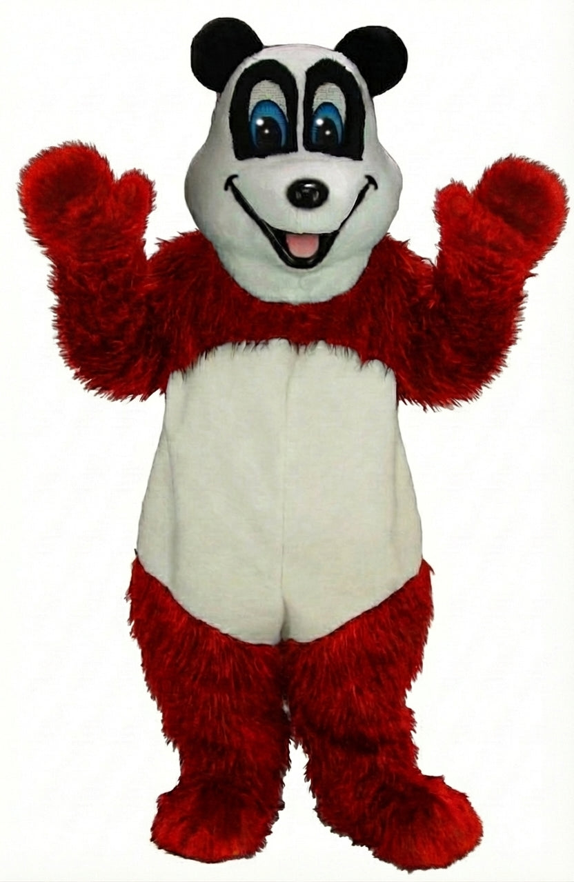 Happy Panda Mascot - Long fur / Red mascot costume