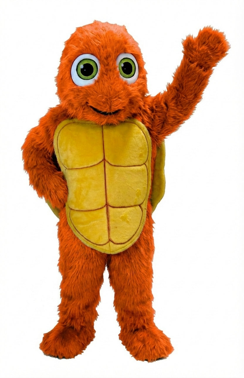 Happy Turtle Mascot (Thermolite) - Long fur / Bright Orange mascot costume