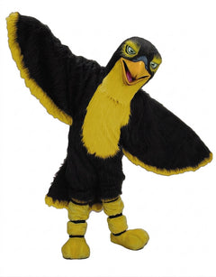 Hawk / Falcon Mascot - Long fur / Black mascot costume