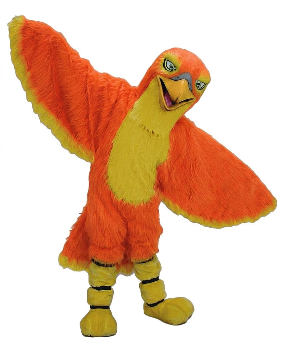 Hawk / Falcon Mascot - Long fur / Bright Orange mascot costume