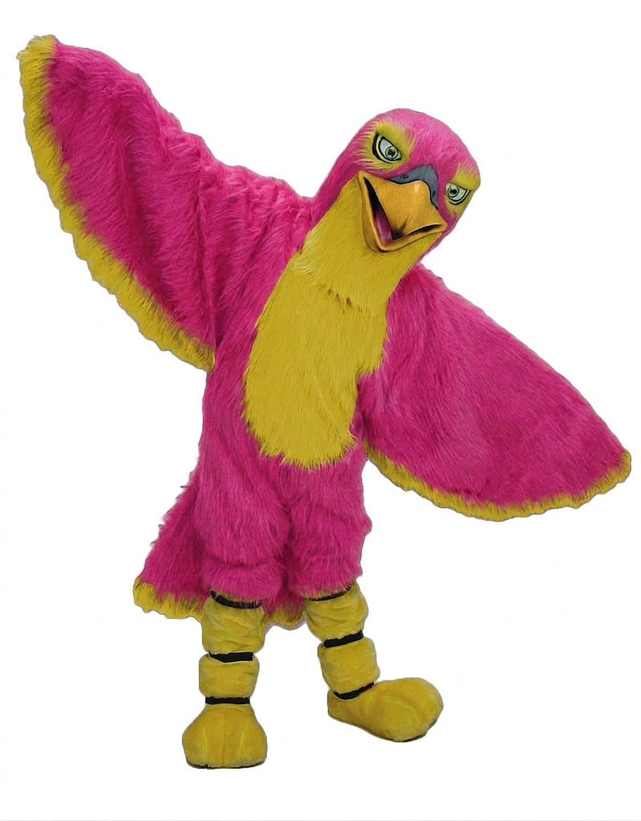 Hawk / Falcon Mascot - Long fur / Bright Pink mascot costume