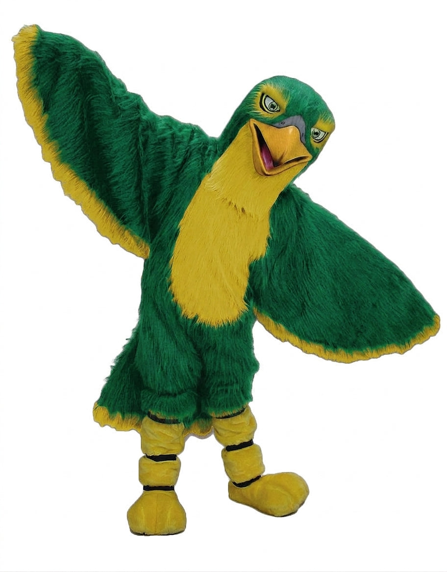 Hawk / Falcon Mascot - Long fur / Green mascot costume
