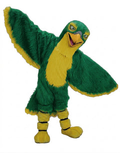 Hawk / Falcon Mascot - Long fur / Green mascot costume