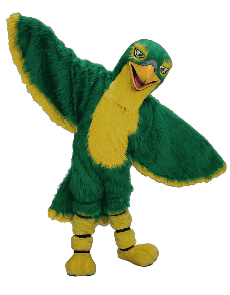 Hawk / Falcon Mascot - Long fur / Green mascot costume