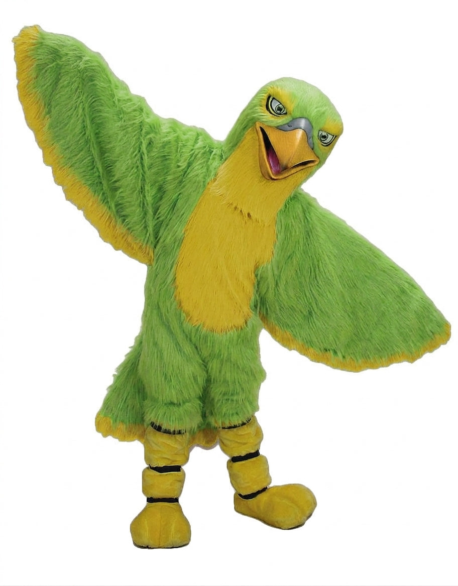 Hawk / Falcon Mascot - Long fur / Lime mascot costume