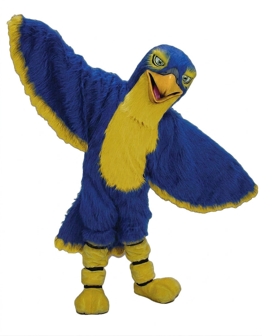 Hawk / Falcon Mascot - Long fur / Royal Blue mascot costume