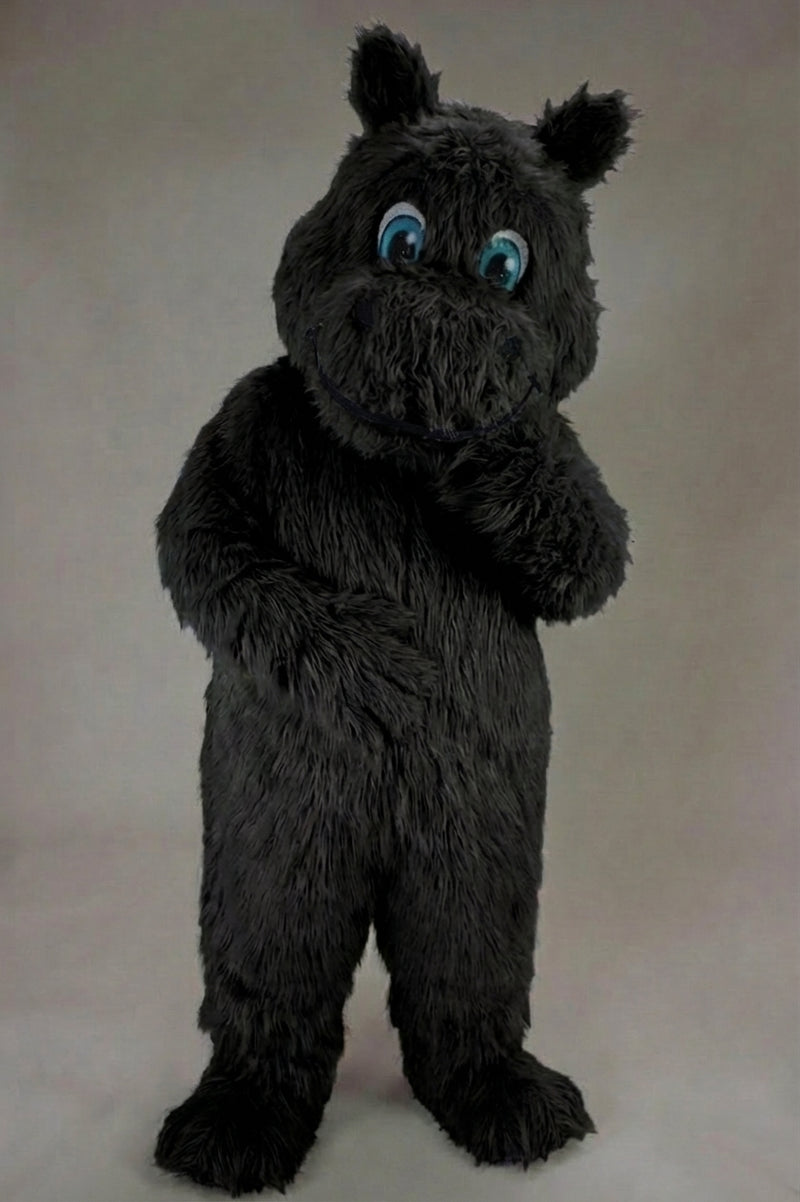 Hippopotamus Mascot - Long fur / Black mascot costume