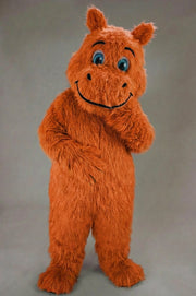 Hippopotamus Mascot - Long fur / Bright Orange mascot costume