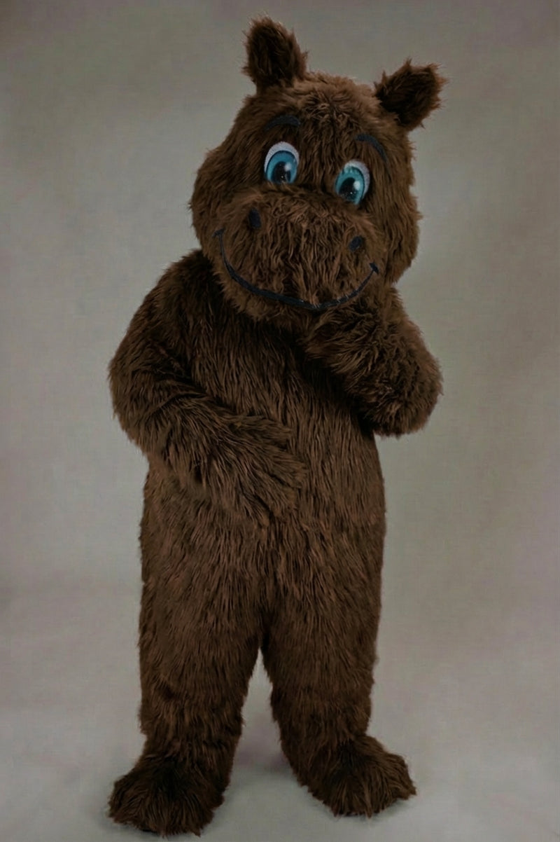 Hippopotamus Mascot - Long fur / Dark Brown mascot costume