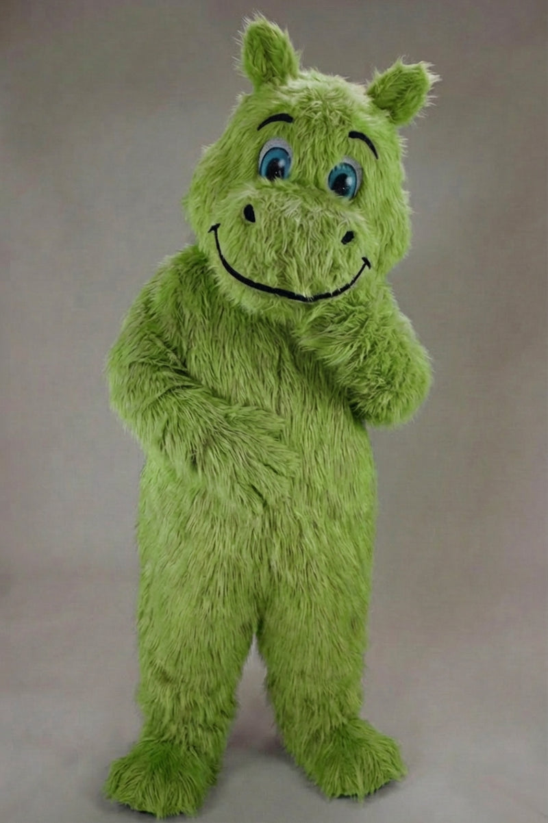 Hippopotamus Mascot - Long fur / Lime mascot costume