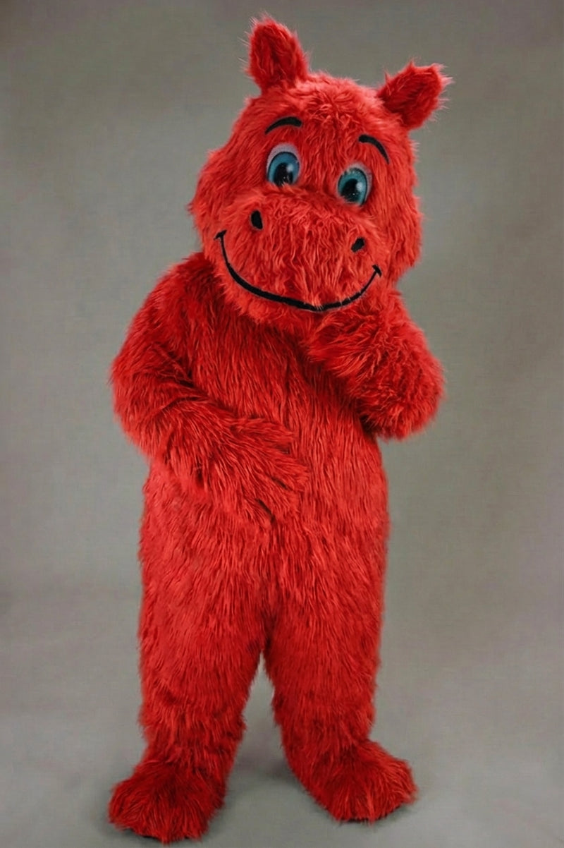Hippopotamus Mascot - Long fur / Red mascot costume