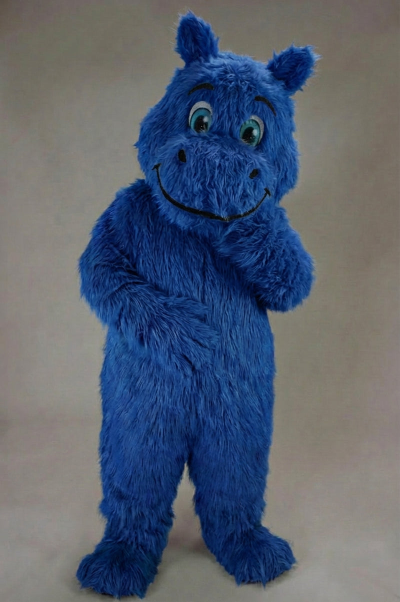Hippopotamus Mascot - Long fur / Royal Blue mascot costume