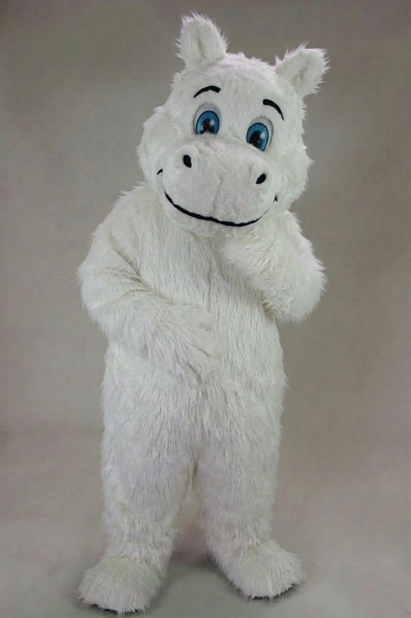 Hippopotamus Mascot - Long fur / White mascot costume