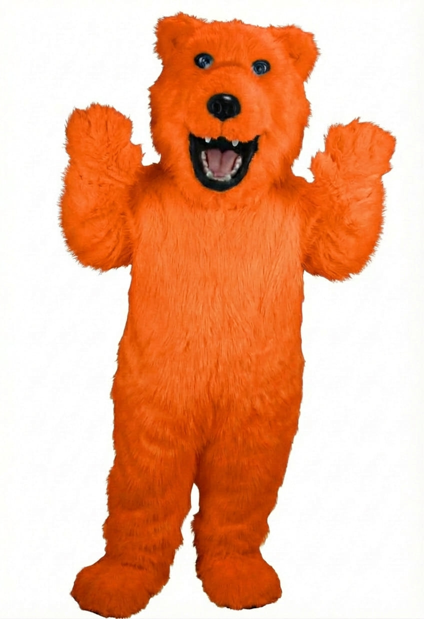 Iggy Polar Bear Mascot - Long fur / Bright Orange mascot costume