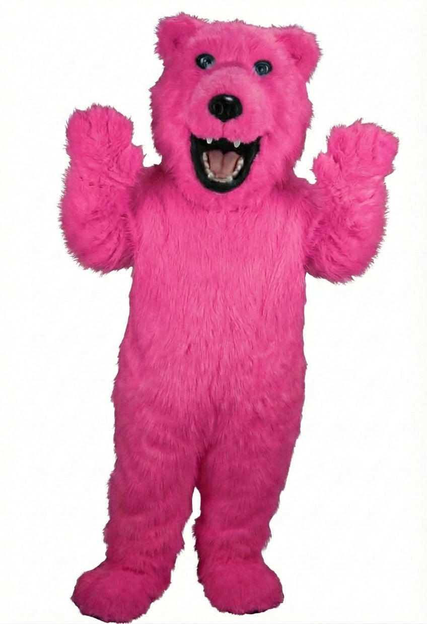 Iggy Polar Bear Mascot - Long fur / Bright Pink mascot costume
