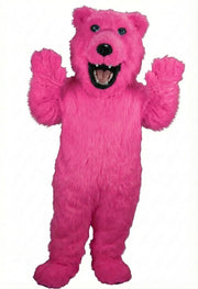 Iggy Polar Bear Mascot - Long fur / Bright Pink mascot costume